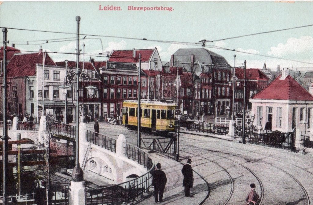Leiden, Blauwpoortsbrug met Tram. 6342, Verzenden, Voor 1920, Zuid-Holland