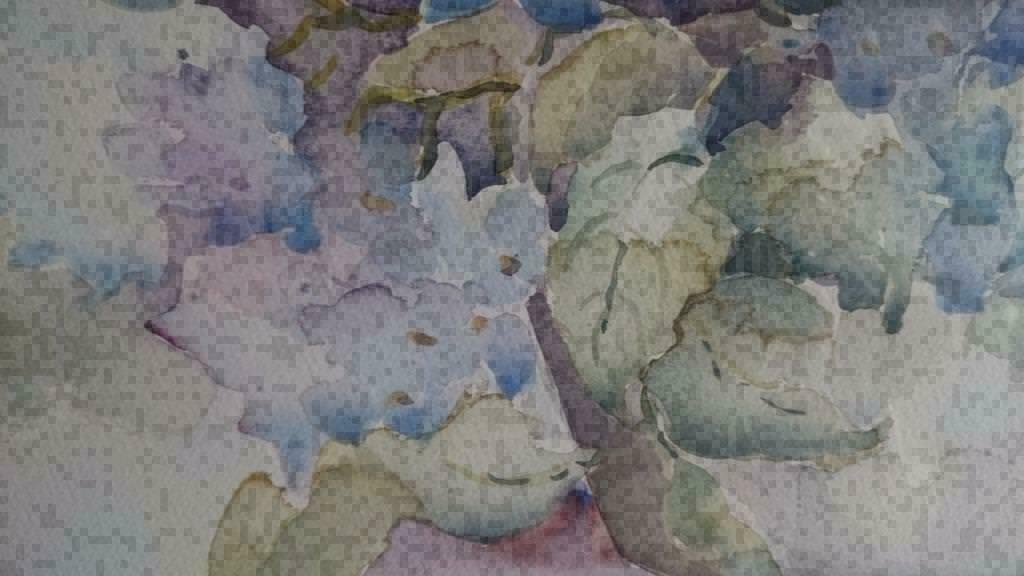 Aquarel van Ellen Kroon.  Gesigneerd  Hortensia`s maten lijs, Ophalen of Verzenden