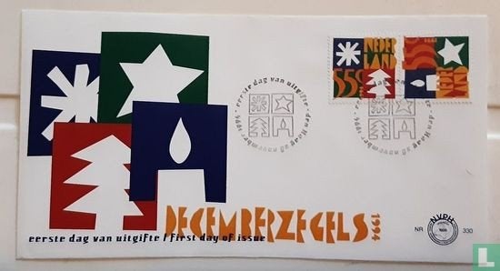 FDC E330 Decemberzegels 1994 NL onbeschreven Anders geplakt, Ophalen of Verzenden