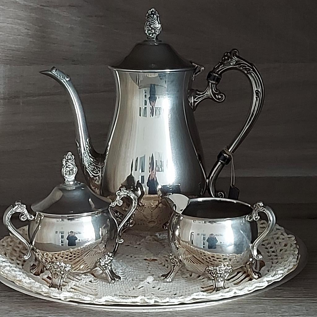 Verzilverd koffieservies 4 delig, Ophalen
