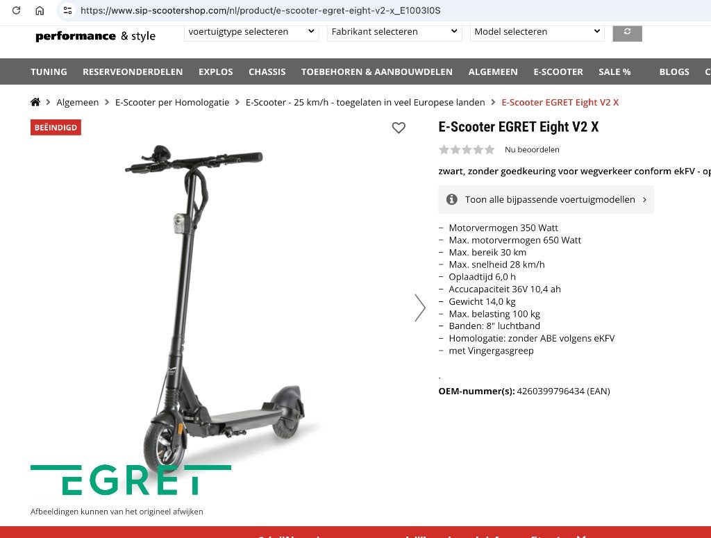 Egret Eight v2 nieuw in doos, Ophalen, Nieuw, Elektrische step (E-scooter)