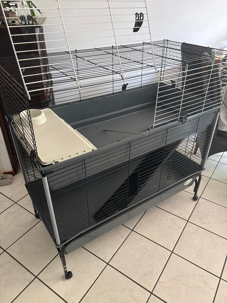 Dubbele konijnenkooi van ferplast, Ophalen, Kooi, Gebruikt, 90 cm of meer