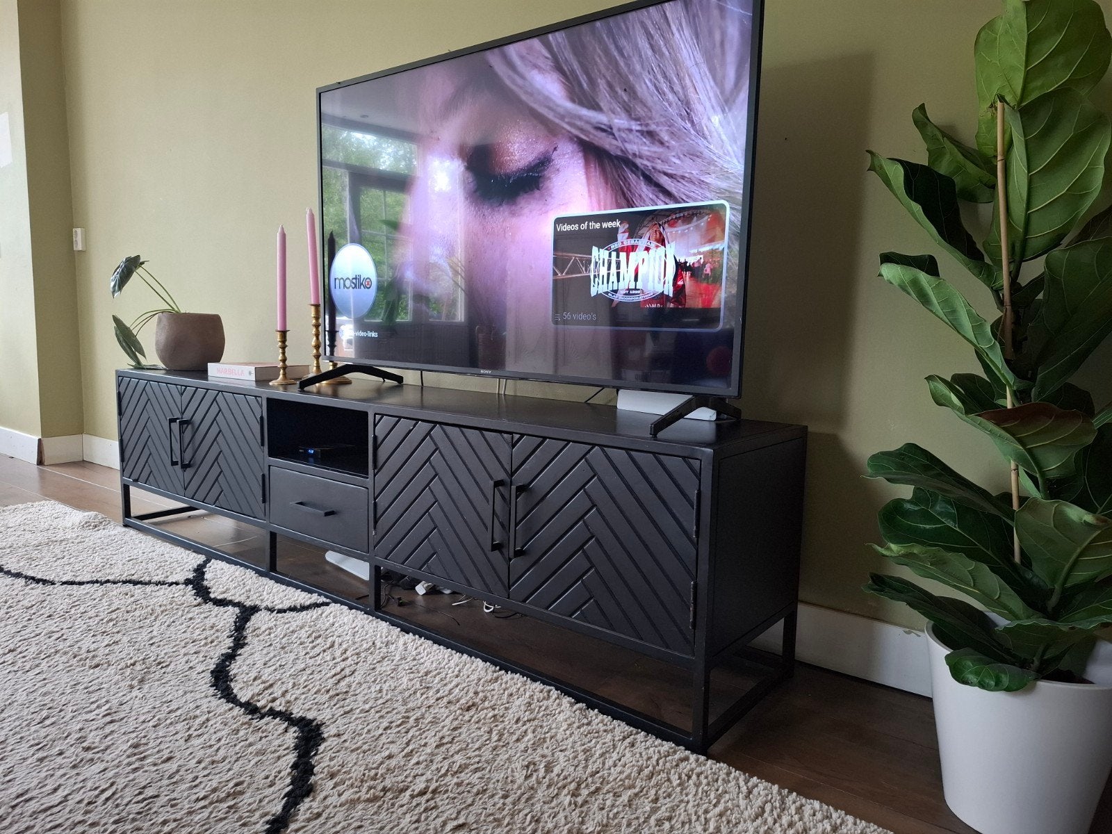 TV meubel, Ophalen, Gebruikt, Minder dan 100 cm, Metaal