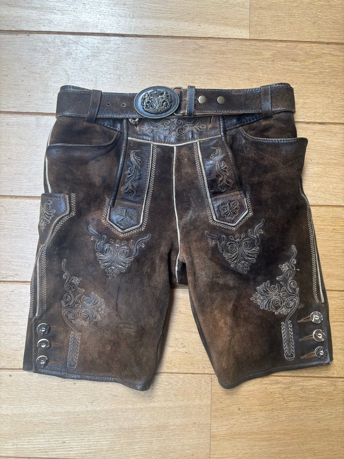 Lederhose - Traditionele Beierse Korte Broek, Ophalen of Verzenden, Gedragen, Maat 46 (S) of kleiner, Bruin