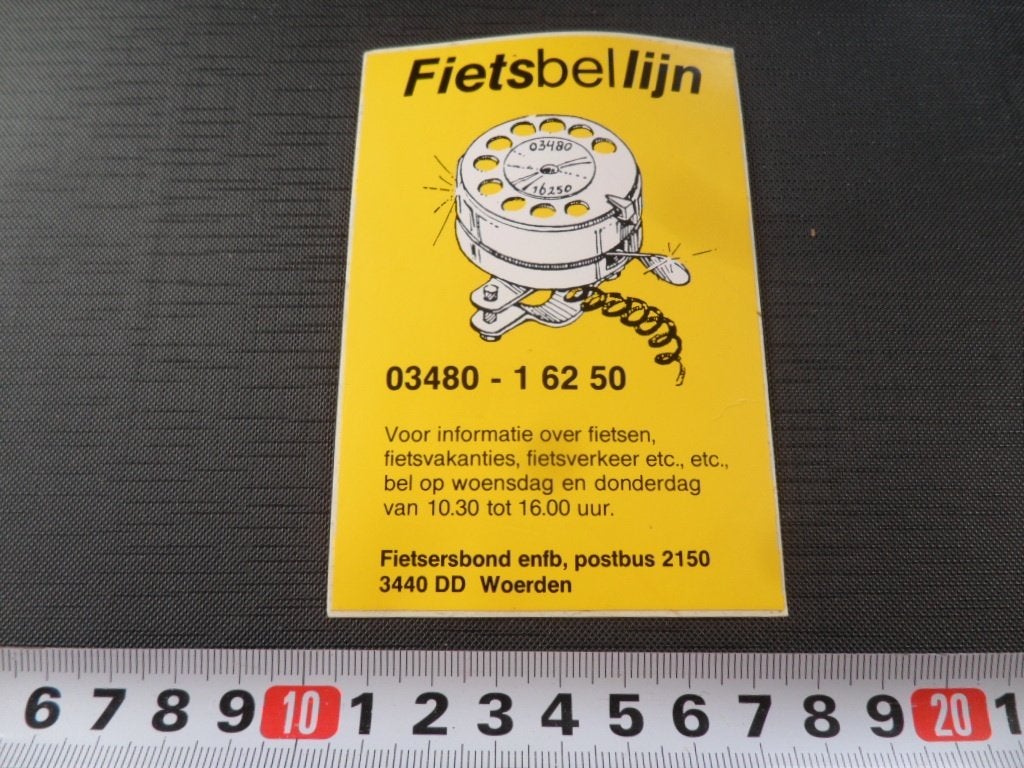 sticker Woerden Fiets bel lijn  03480-16250, Ophalen of Verzenden, Zo goed als nieuw