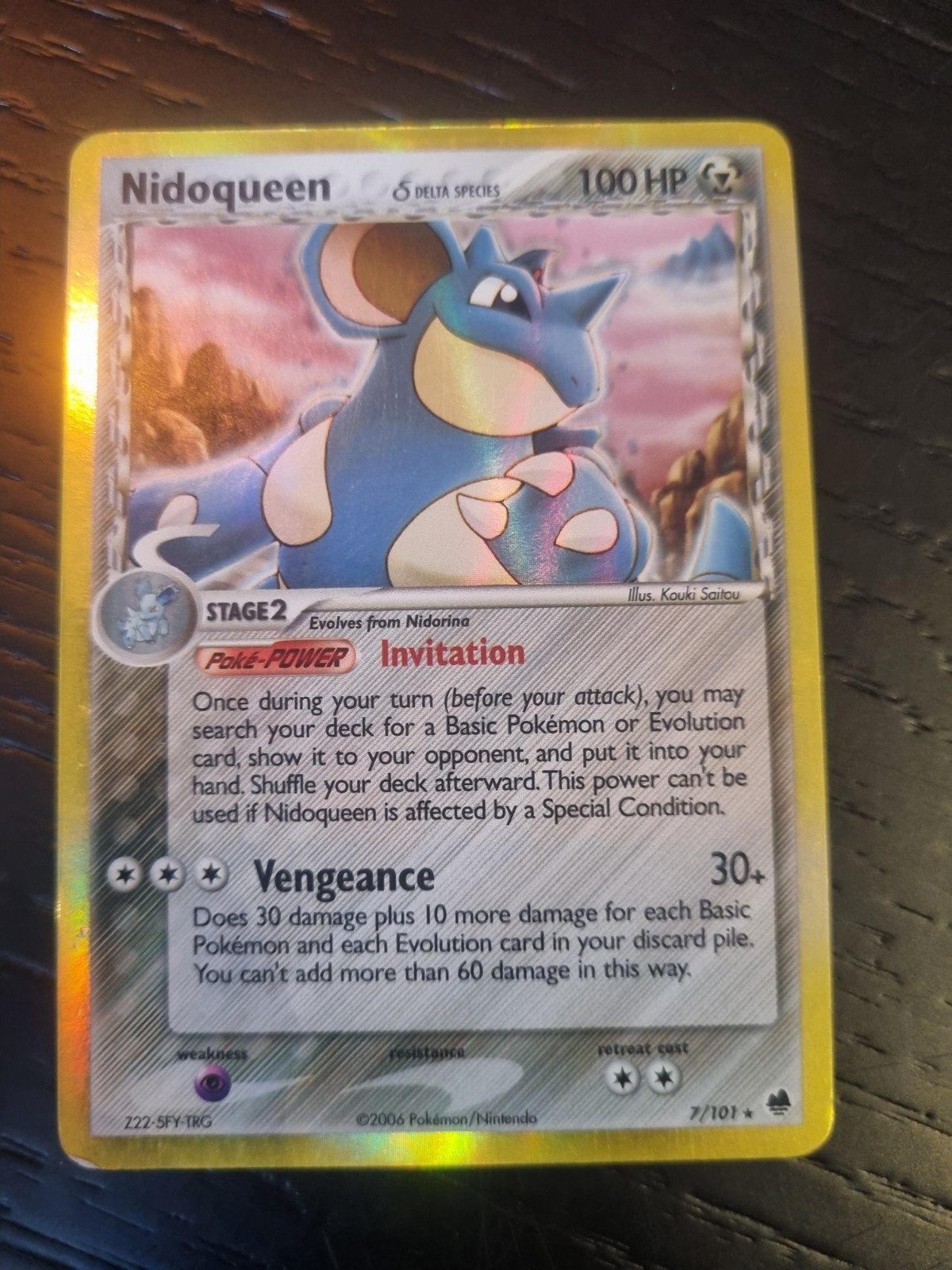 nidoqueen 7/101 dragon frontiers , holo rare * € 7, Ophalen of Verzenden, Zo goed als nieuw, Losse kaart, Foil