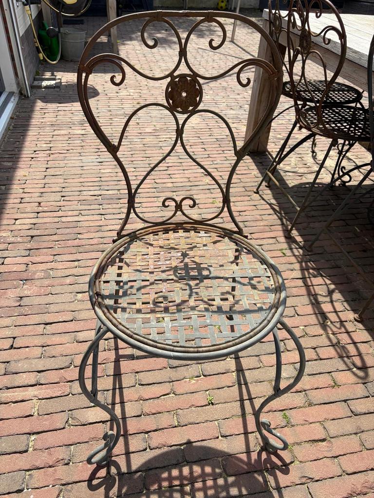 Ijzeren bistro tuinstoelen, Tuin en Terras, Tuinstoelen, Ophalen, Gebruikt, Metaal