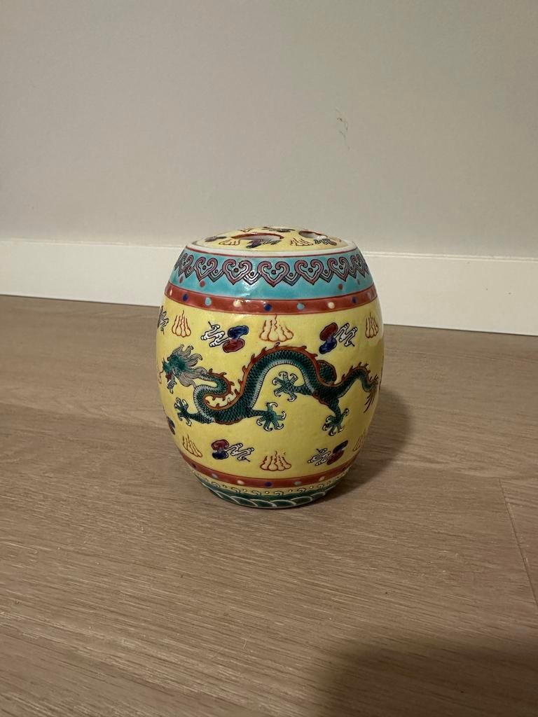 Antieke Chinese Gemberpot met Drakenmotief - Handgeschilderd, Ophalen