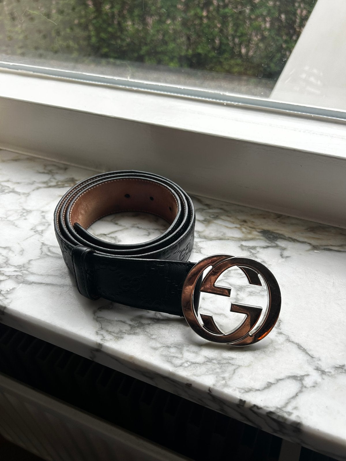 Gucci Interlocking G belt - Black 95 - Modelnummer : 411924, Kleding | Heren, Riemen en Ceinturen, Ophalen of Verzenden, Gedragen