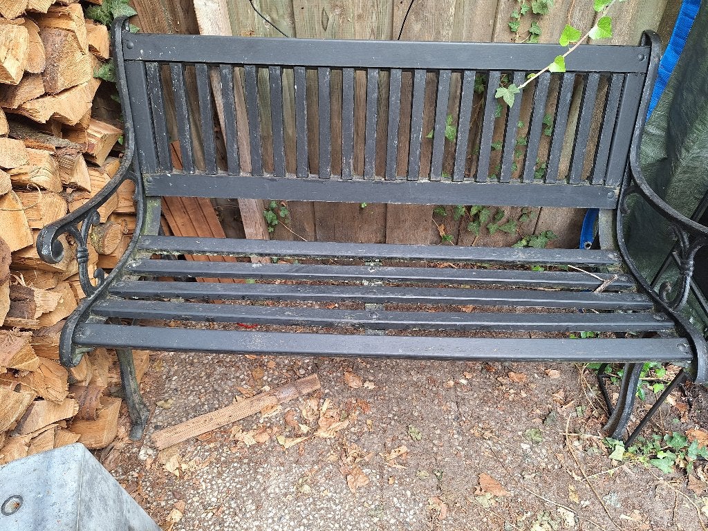 Vintage tuinbankje, Ophalen, Gebruikt, Metaal