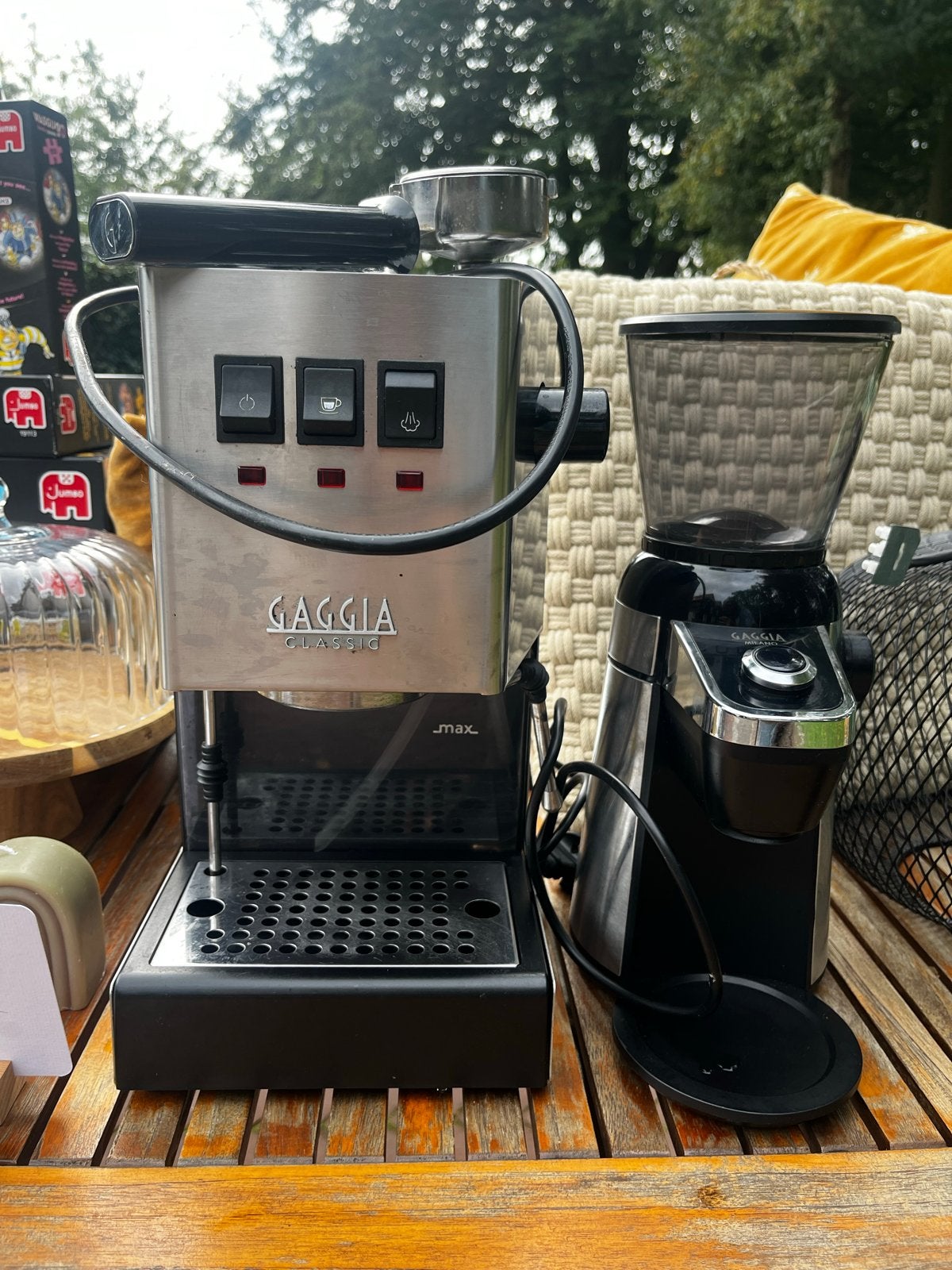 Gaggia Classic Espressomachine met Gaggia Koffiemolen, Ophalen, Afneembaar waterreservoir, Gebruikt, Espresso apparaat