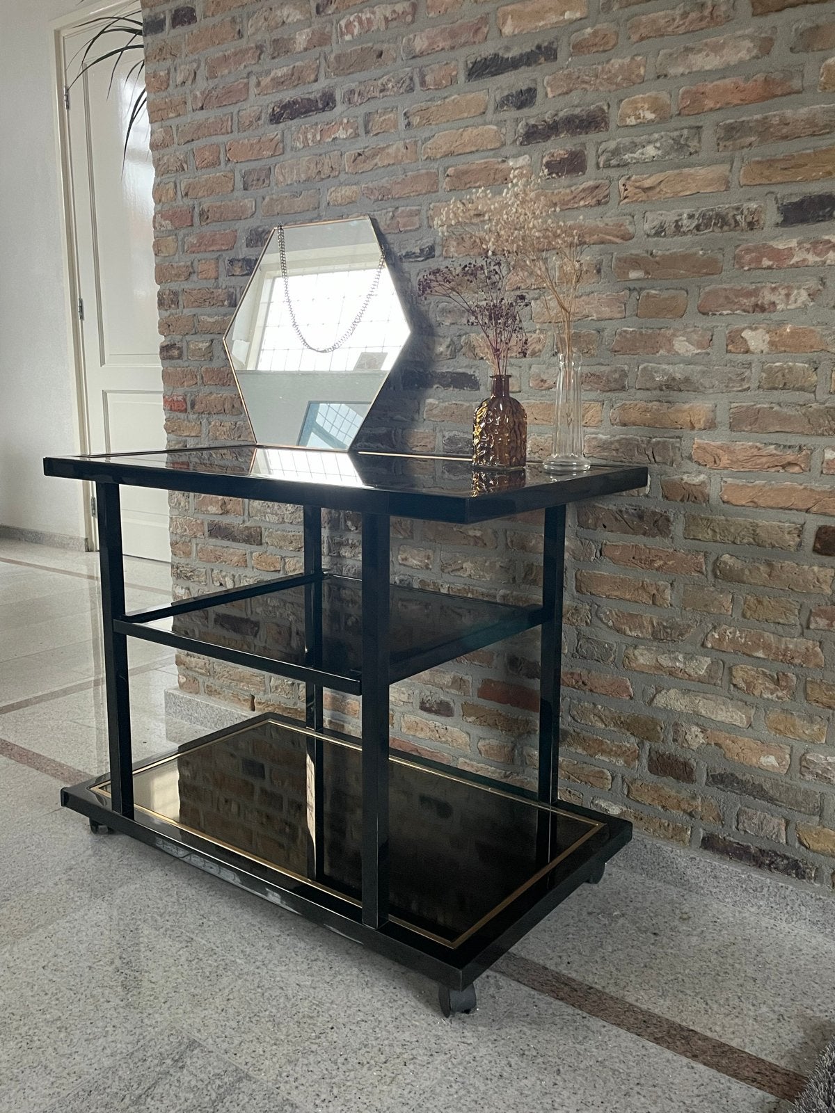 Vintage bar tafeltje / trolley - Roger Vahevel, Huis en Inrichting, Gebruikt, Metaal of Aluminium, Ophalen of Verzenden, 75 cm of meer