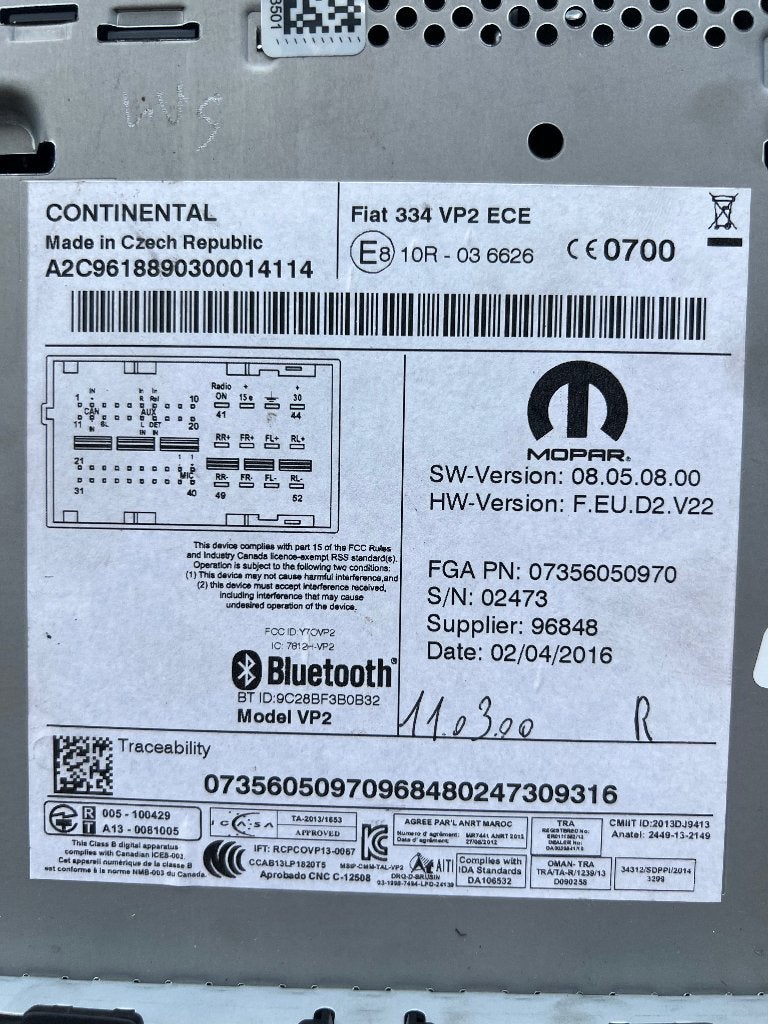 Fiat 500 / 500X / 500L Bluetooth Autoradio!, Ophalen of Verzenden, Zo goed als nieuw