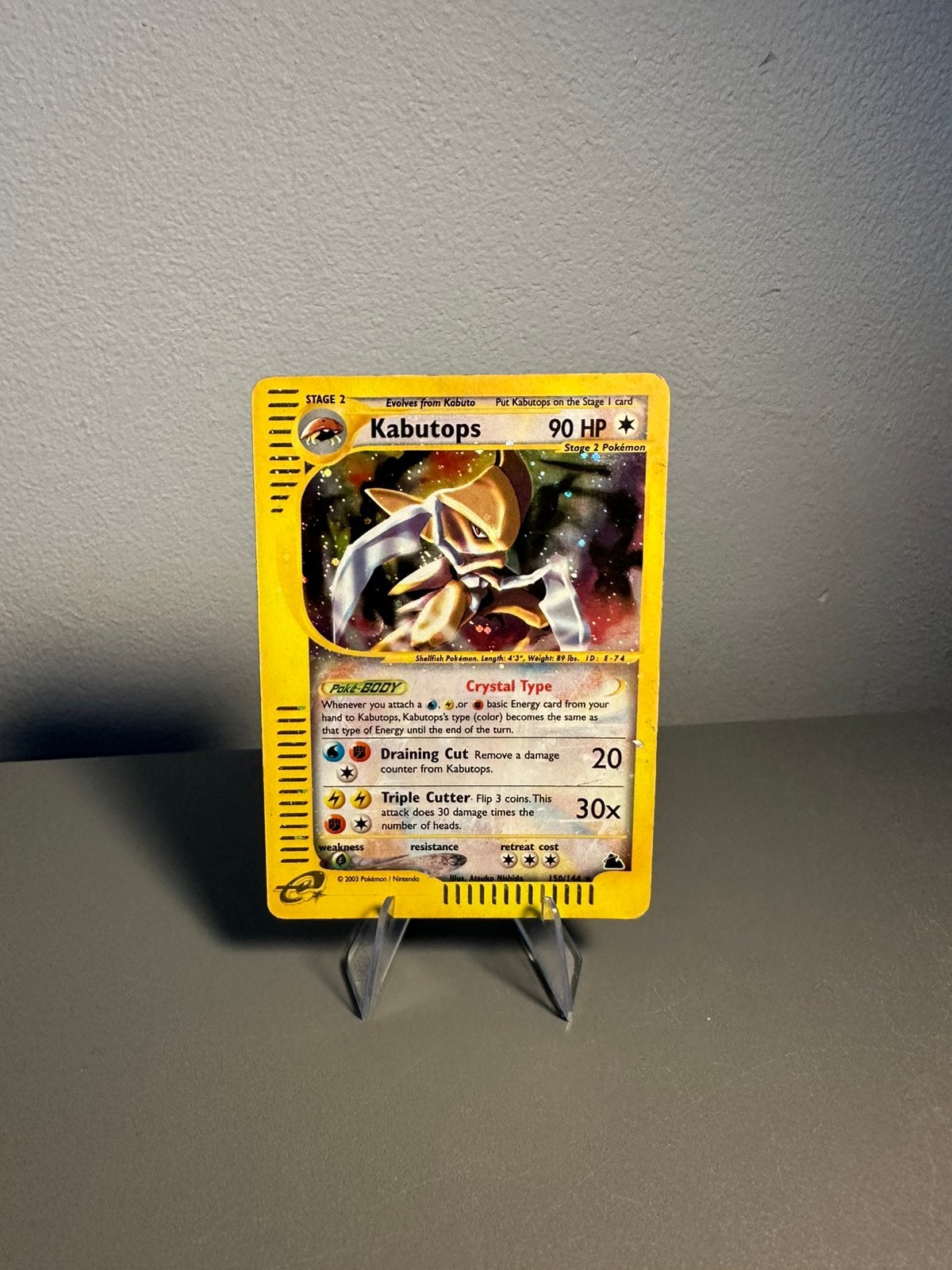 Crystal kabutops pokemon kaart 150/144, Ophalen of Verzenden, Zo goed als nieuw