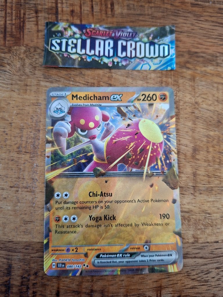 Pokemon – Medicham EX (SCR 080/142)  Stellar Crown, Ophalen of Verzenden, Nieuw, Losse kaart, Foil