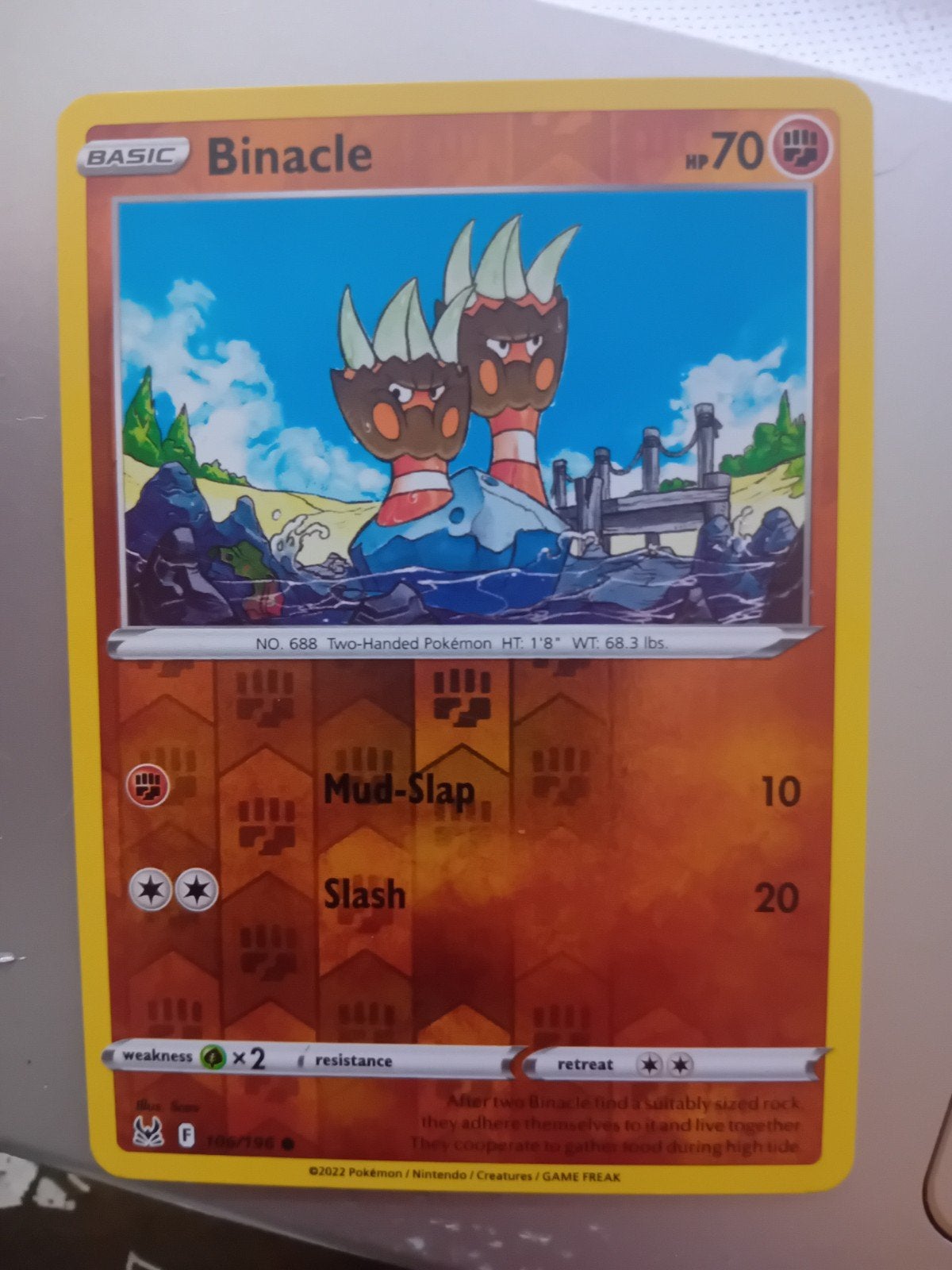 Pokémon Kaart Binacle HP 70 - Basic, Ophalen of Verzenden, Zo goed als nieuw, Losse kaart, Foil