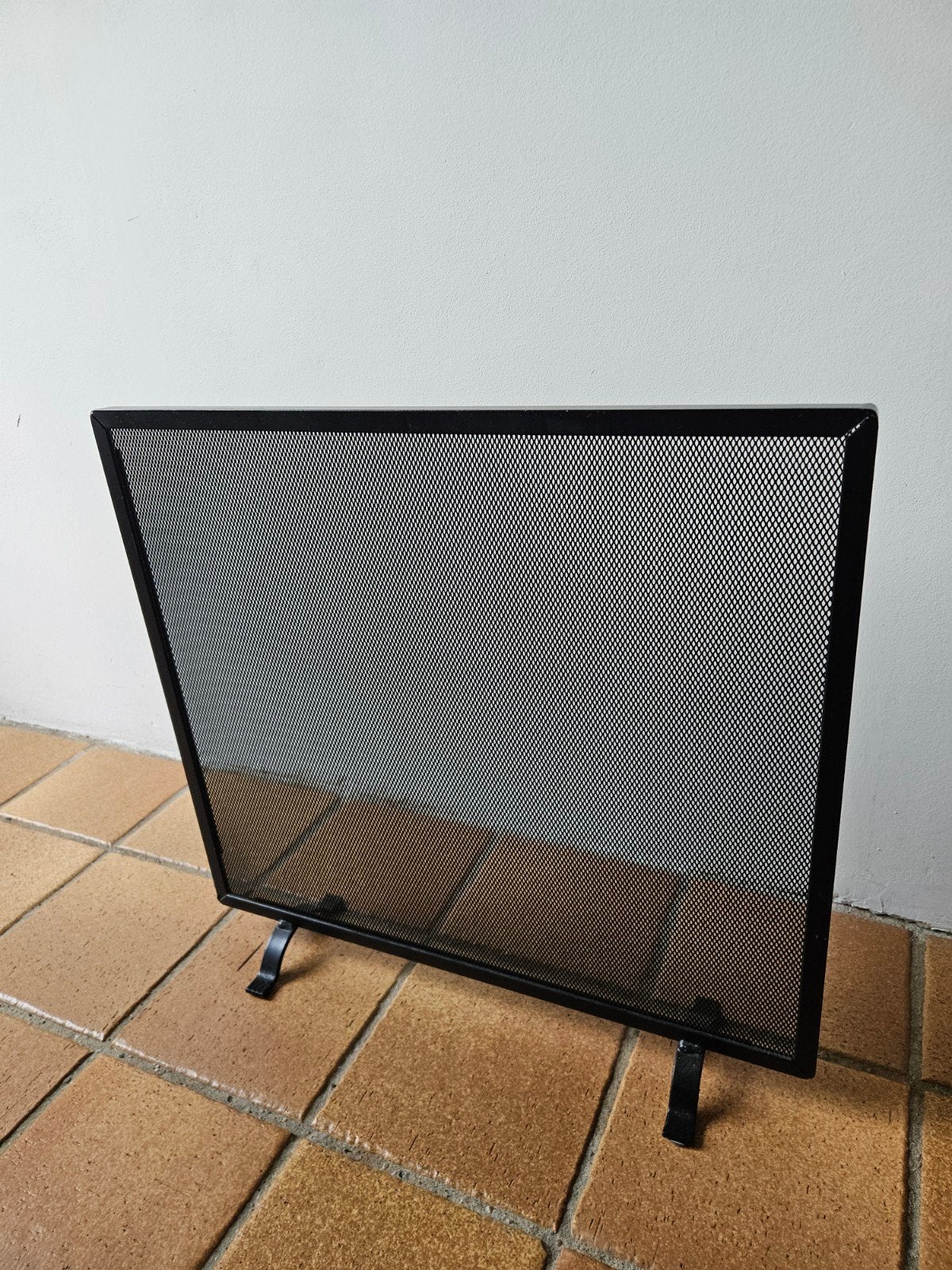 Zwart metalen vonkenscherm 50x55 cm, Huis en Inrichting, Ophalen, Gebruikt, Vrijstaande haard, Overige soorten