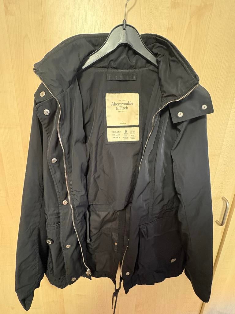 Abercrombie & Fitch Nylon Parka Zwart Maat L, Ophalen of Verzenden, Zo goed als nieuw, Maat 42/44 (L), Zwart