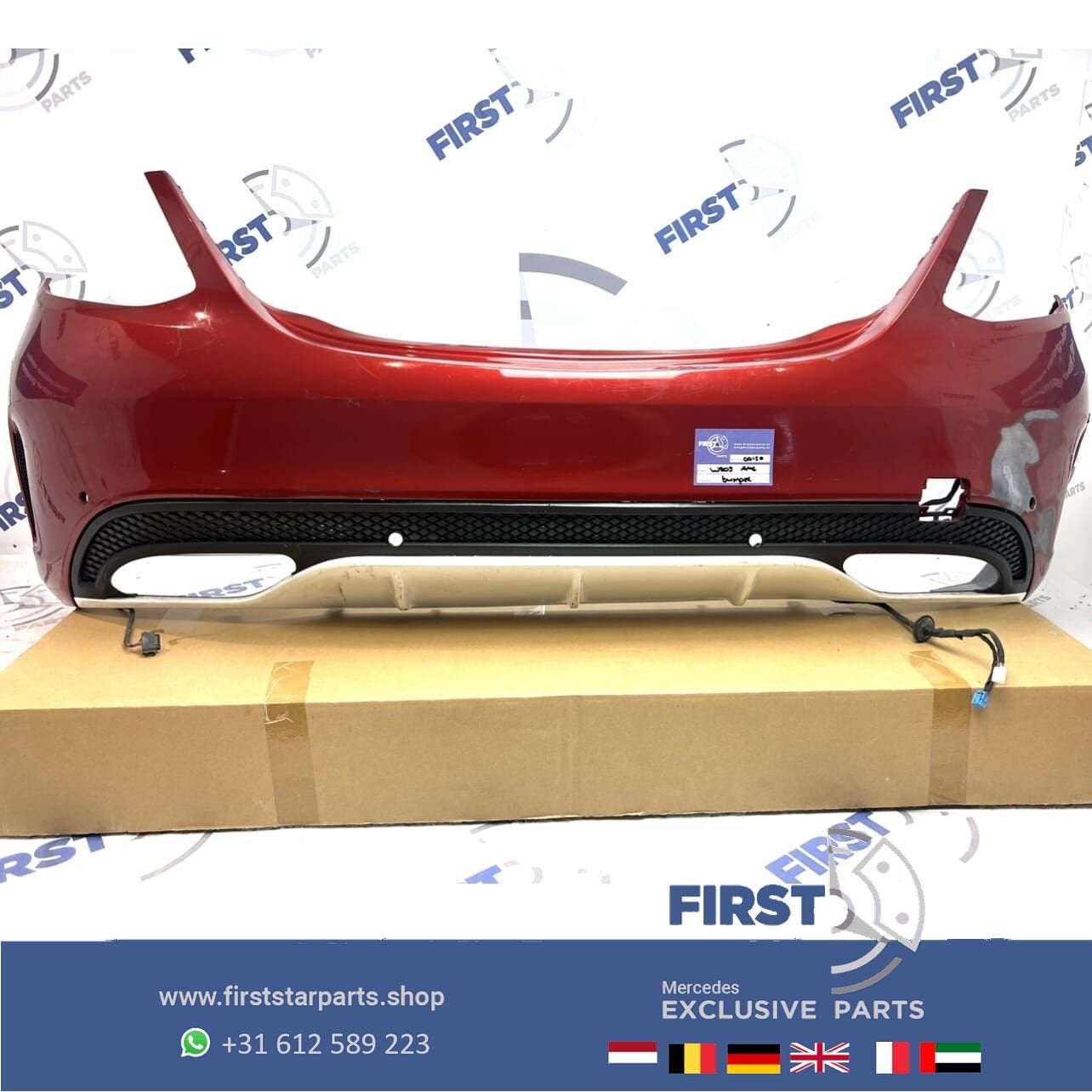 W205 AMG achterbumper Mercedes C Klasse 2018 rood zwart wit, Gebruikt, -, Ophalen of Verzenden, Achter