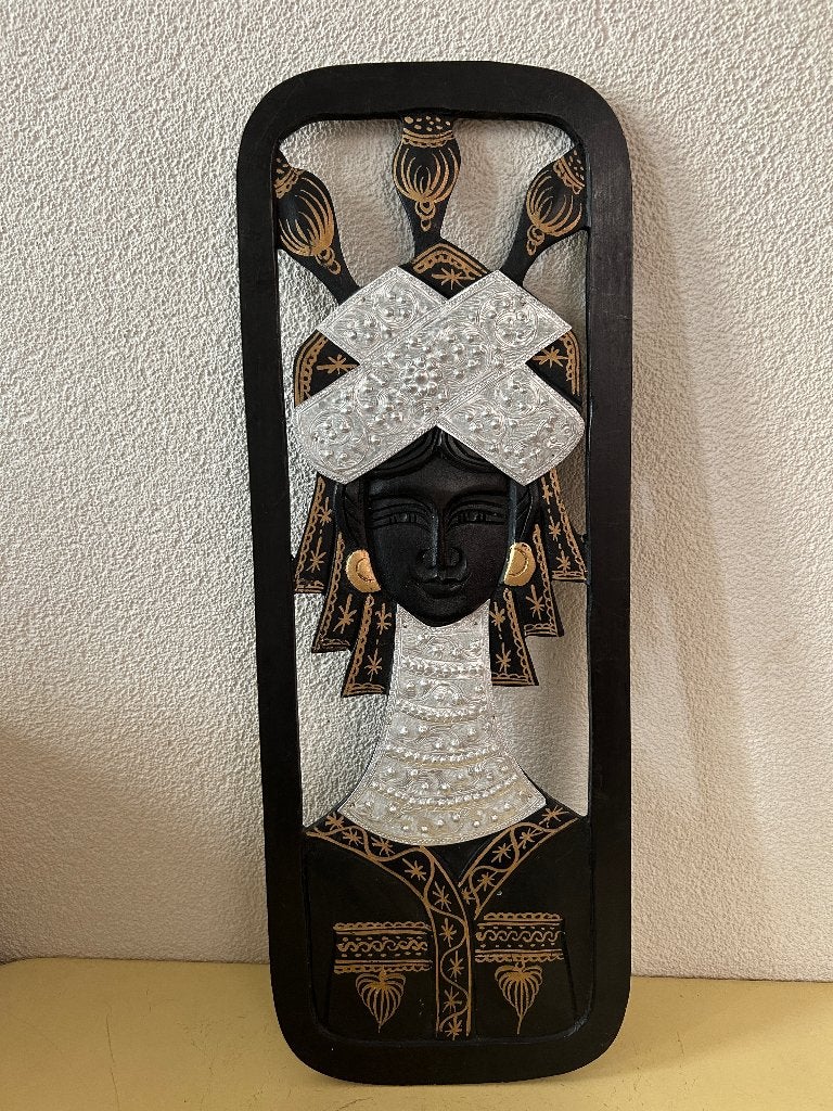 Prachtig Indonesisch Houtsnijwerk Wandpaneel - 50x18cm, Hout, Bruin, Handgemaakt, 50 cm