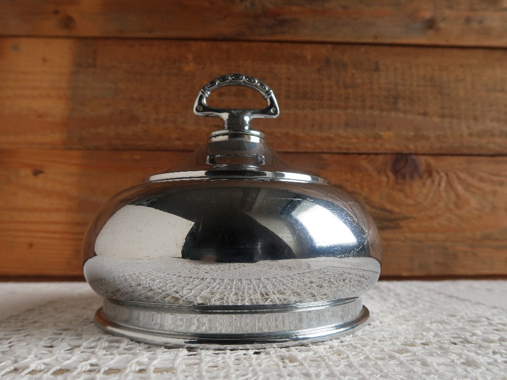 Boterkoeler warmer cloche stolp dubbelwandig chroom igst., Ophalen of Verzenden