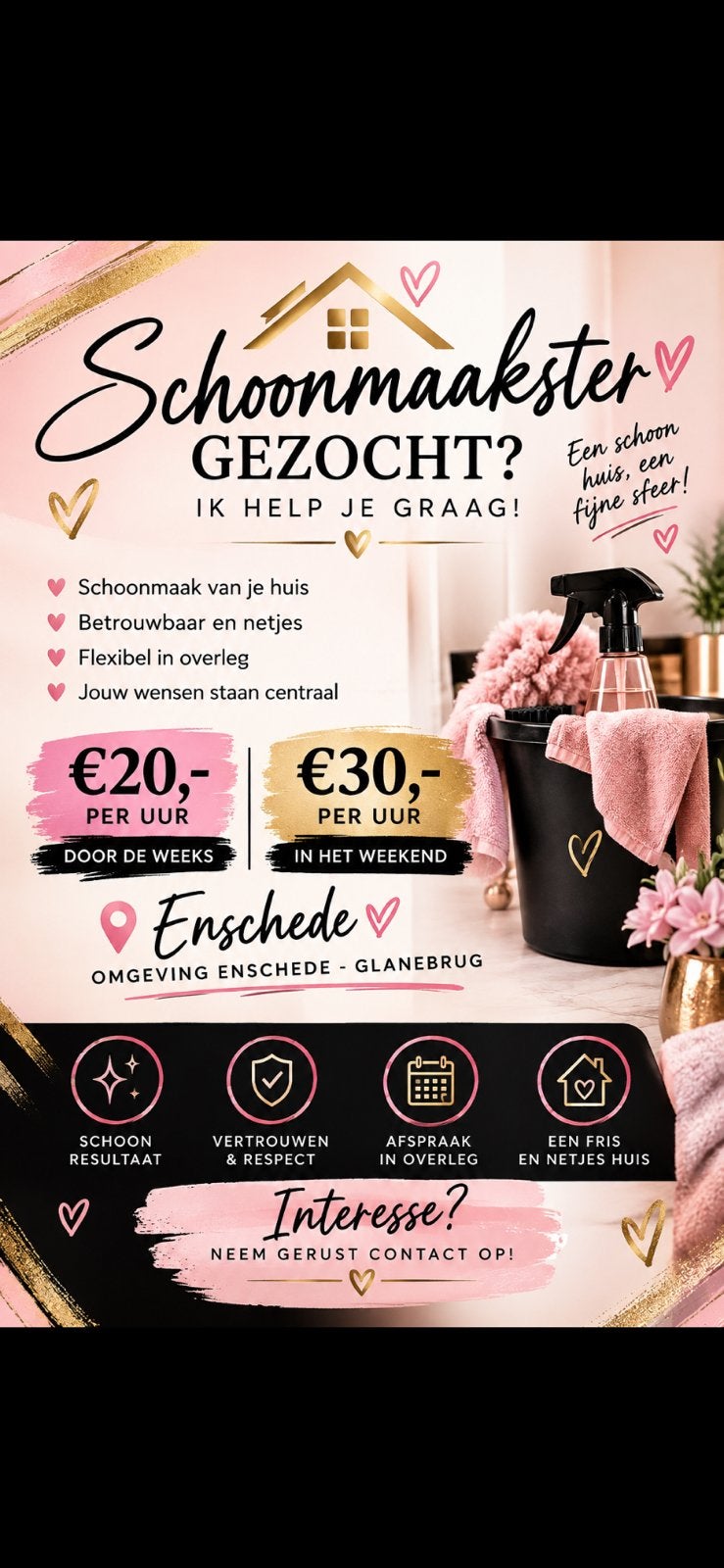 Schoonmaakster aangeboden, Vacatures, Vanaf 10 jaar, Overige vormen