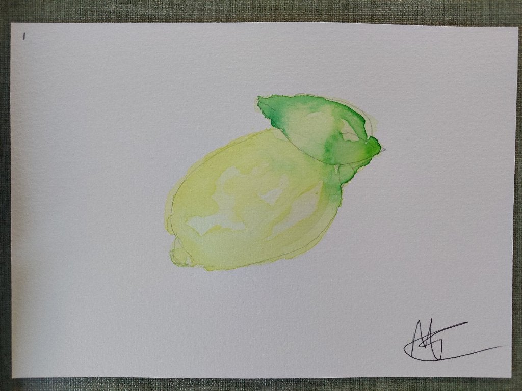 Aquarel citroen A5, Verzenden, Kaart, Aquarel, Handgemaakt