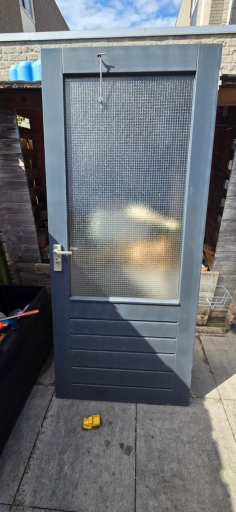 Garage/schuur deur antraciet grijs, Doe-het-zelf en Verbouw, Deuren en Horren, Gebruikt, 80 tot 100 cm, Garagedeur, Ophalen of Verzenden