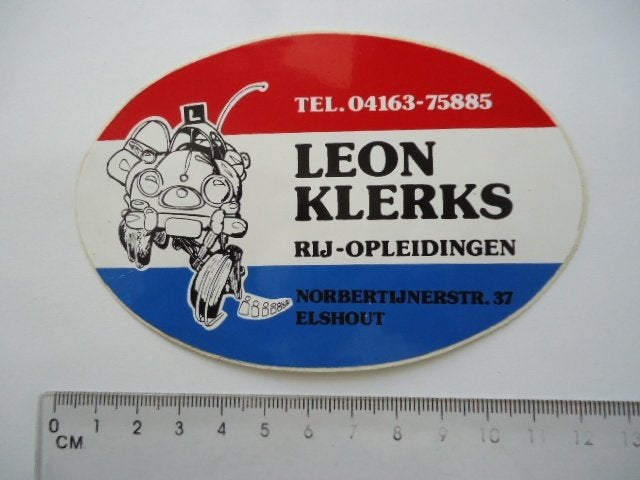 sticker oud ELSHOUT Leon Klerks nl vlag auto rijschool, Verzenden, Zo goed als nieuw, Bedrijf of Vereniging