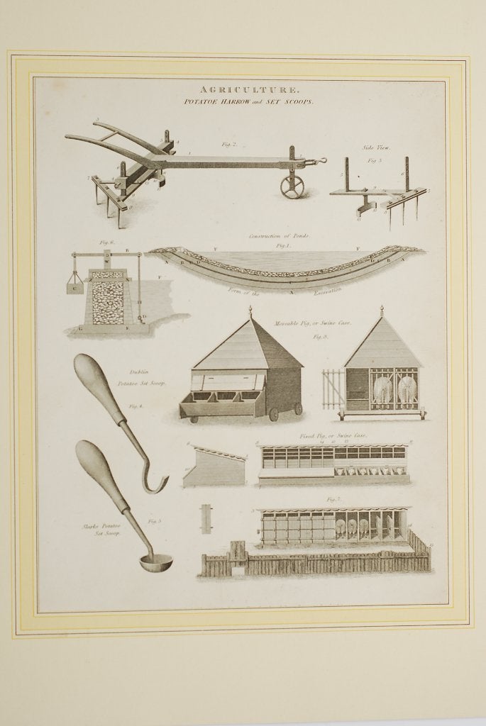 Landbouwwerktuigen - Originele illustratie uit 1810, Verzenden, Voor 1940, Zo goed als nieuw