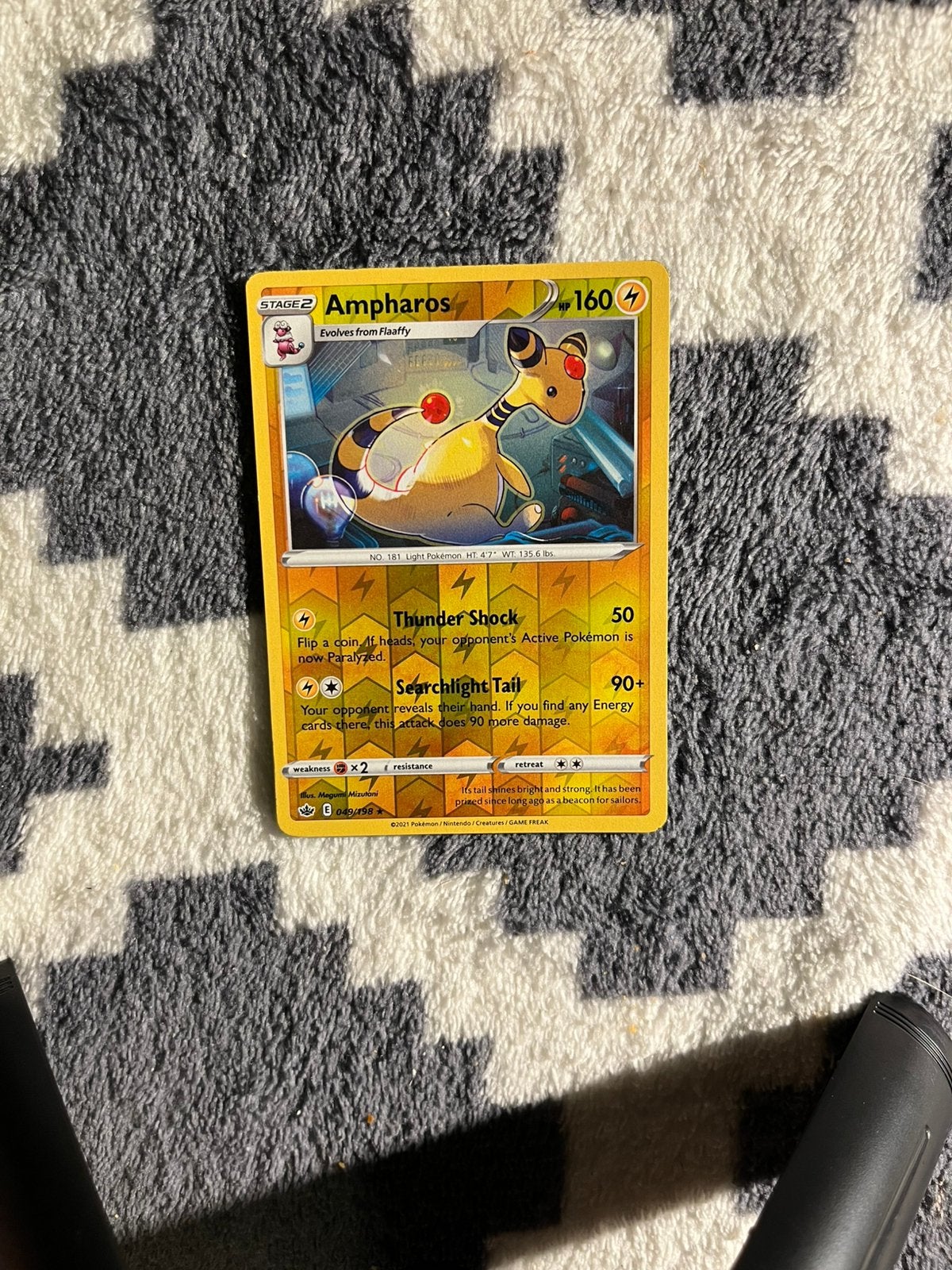 Holo Pokémon Kaart Ampharos 049/198 - Goede Staat, Ophalen of Verzenden, Zo goed als nieuw, Losse kaart, Foil