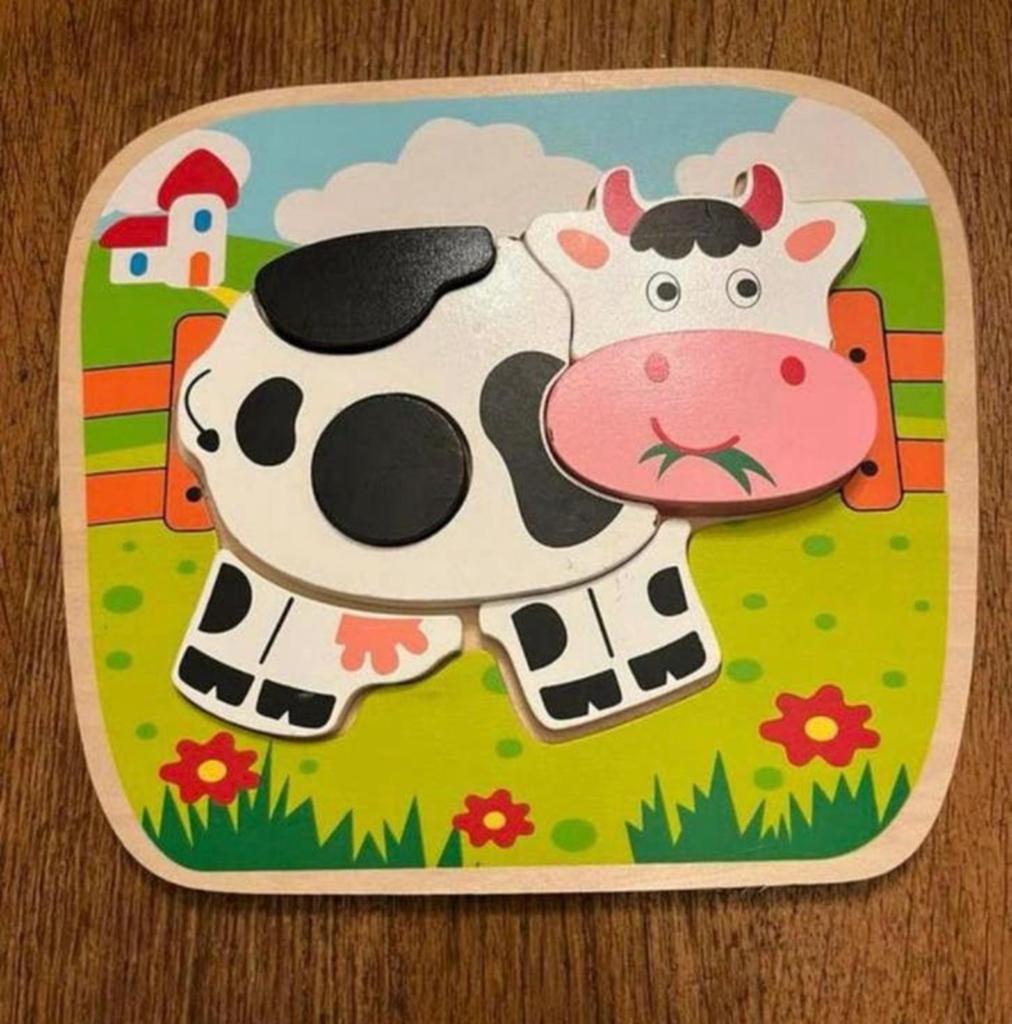 Puzzel hout ‘koe’, Ophalen of Verzenden, Zo goed als nieuw, Van hout, Minder dan 10 stukjes