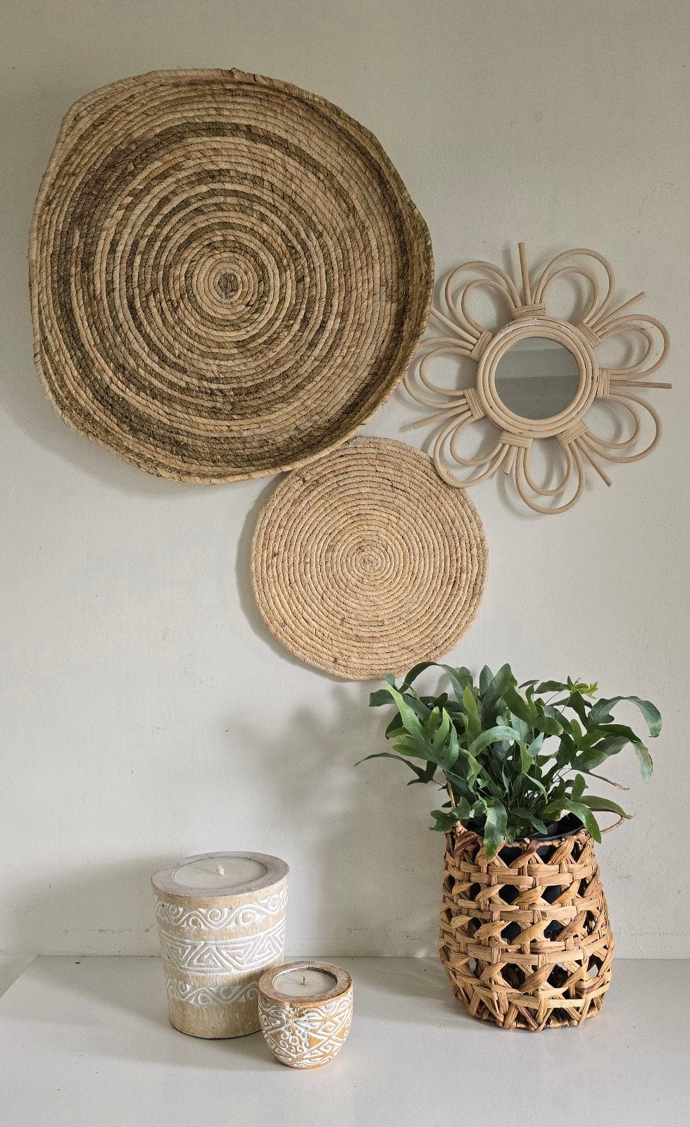 Wanddecoratie set van Mooi Bali, Beige, Gebruikt, Ophalen of Verzenden, Natuurlijk materiaal