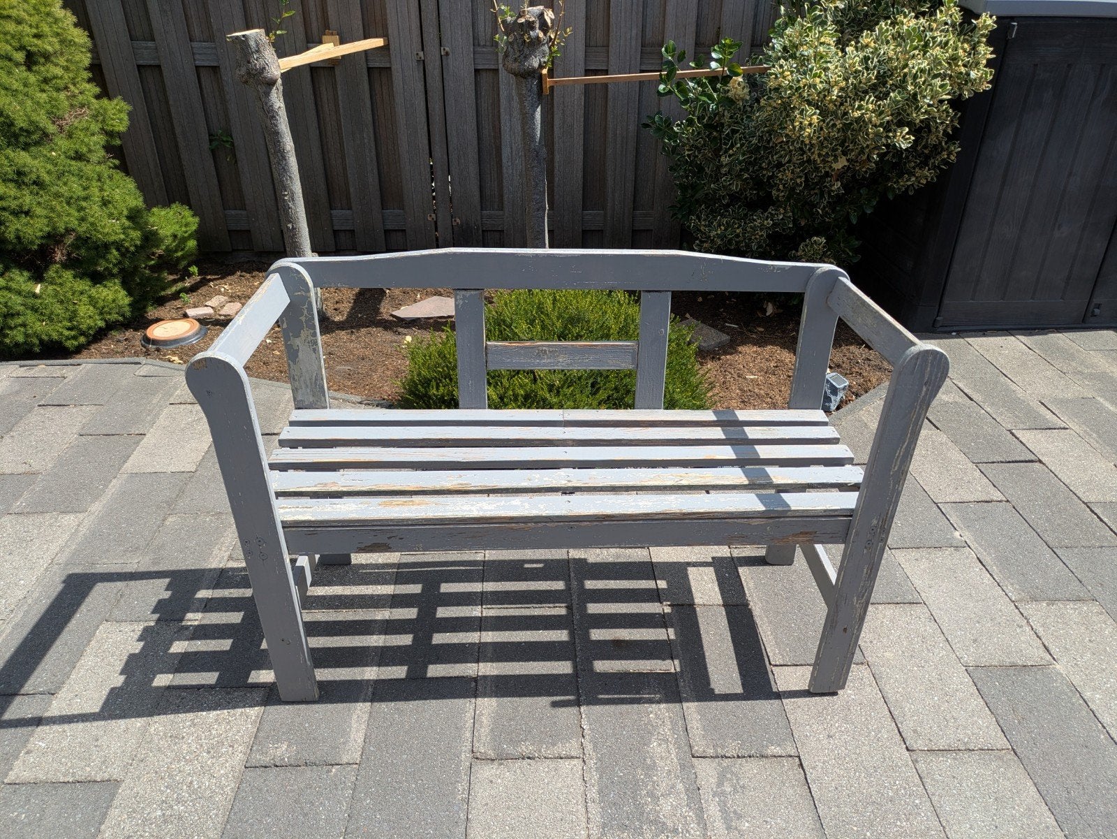 Houten tuinbankje - opknapper, Ophalen, Gebruikt, Hout