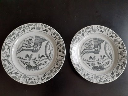 Antieke Rörstrand wandborden met hanen *eureka*, Ophalen of Verzenden