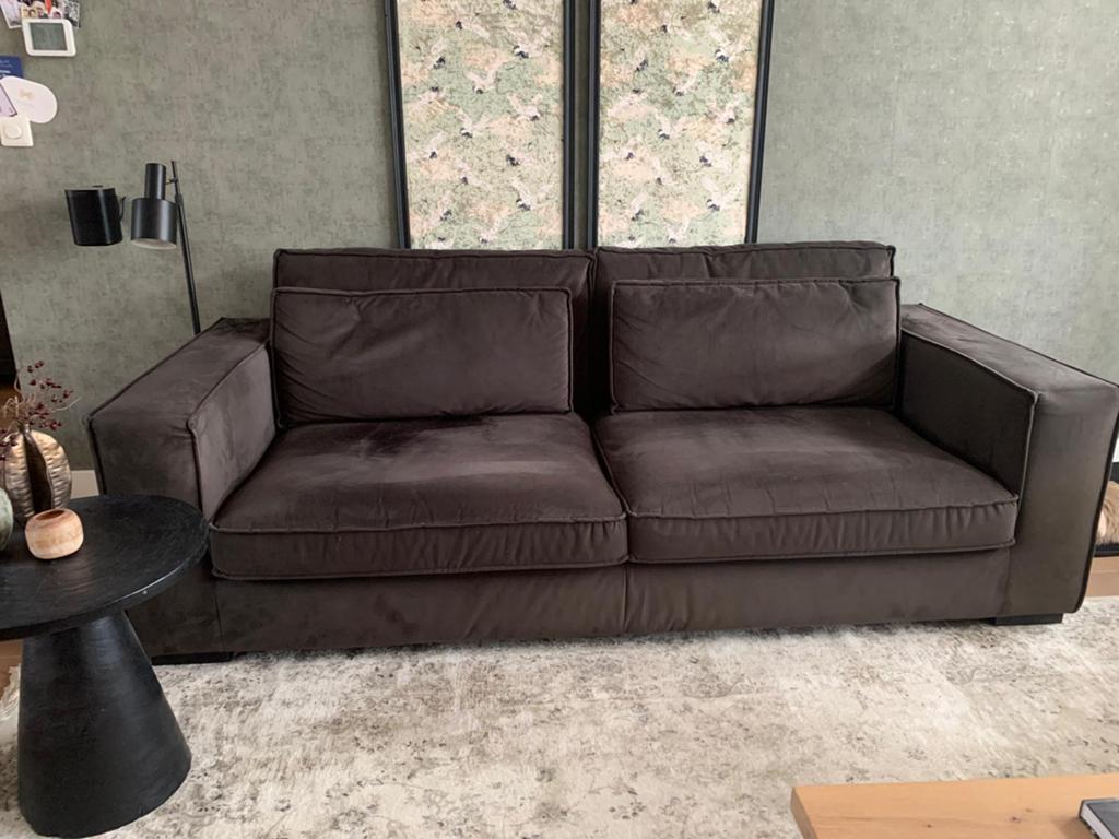 Prima bank 2,30 x 1 m donkerbruin, Ophalen, Driepersoons, 75 tot 100 cm, Zo goed als nieuw