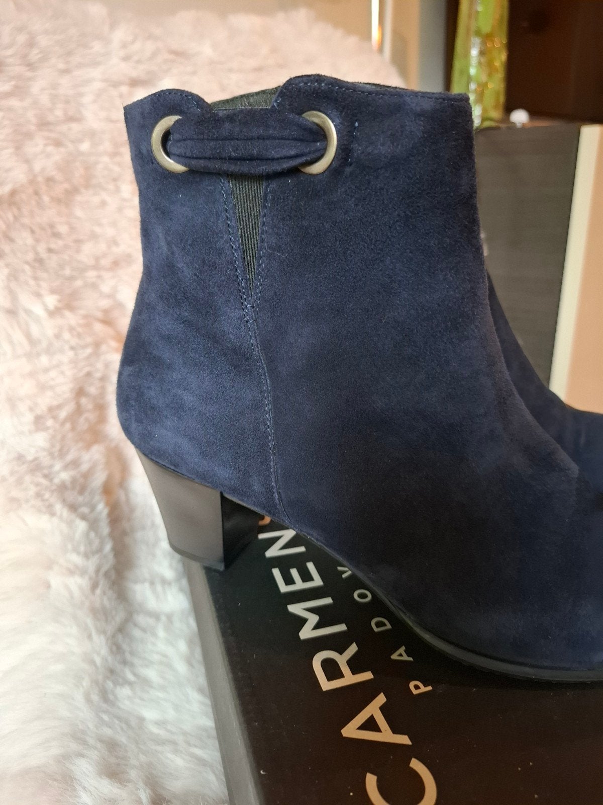 Carmens d-blauwe suède laarsjes maat: 41, Blauw, Lage of Enkellaarzen, Ophalen of Verzenden, Zo goed als nieuw