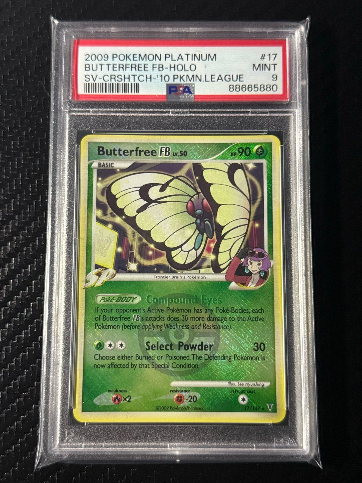 Butterfree FB Holo 2009 Platinum PSA 9 Pokémon Kaart, Ophalen of Verzenden, Zo goed als nieuw, Losse kaart, Foil