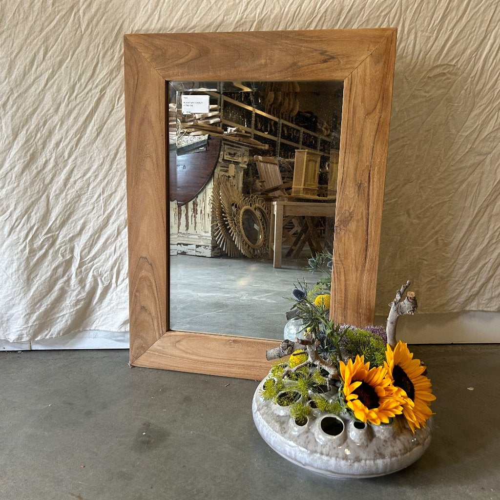 facet geslepen spiegel teak lijst 80 x 60 cm Gratis bezorgd