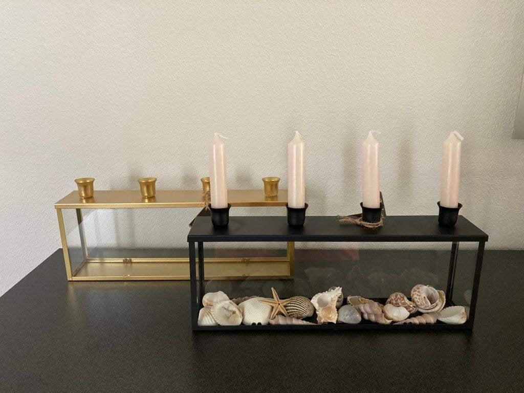 HV Rechthoekige Showcase kandelaar goud of zwart Nieuw!, Overige merken, Nieuw, Ophalen of Verzenden, Glas