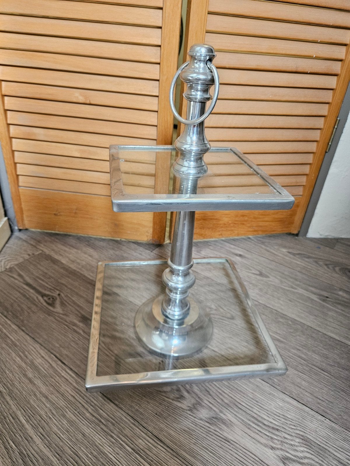 Riviera Maison Etagère - aluminium en Glas, Gebruikt, Ophalen of Verzenden, Zilver, Metaal