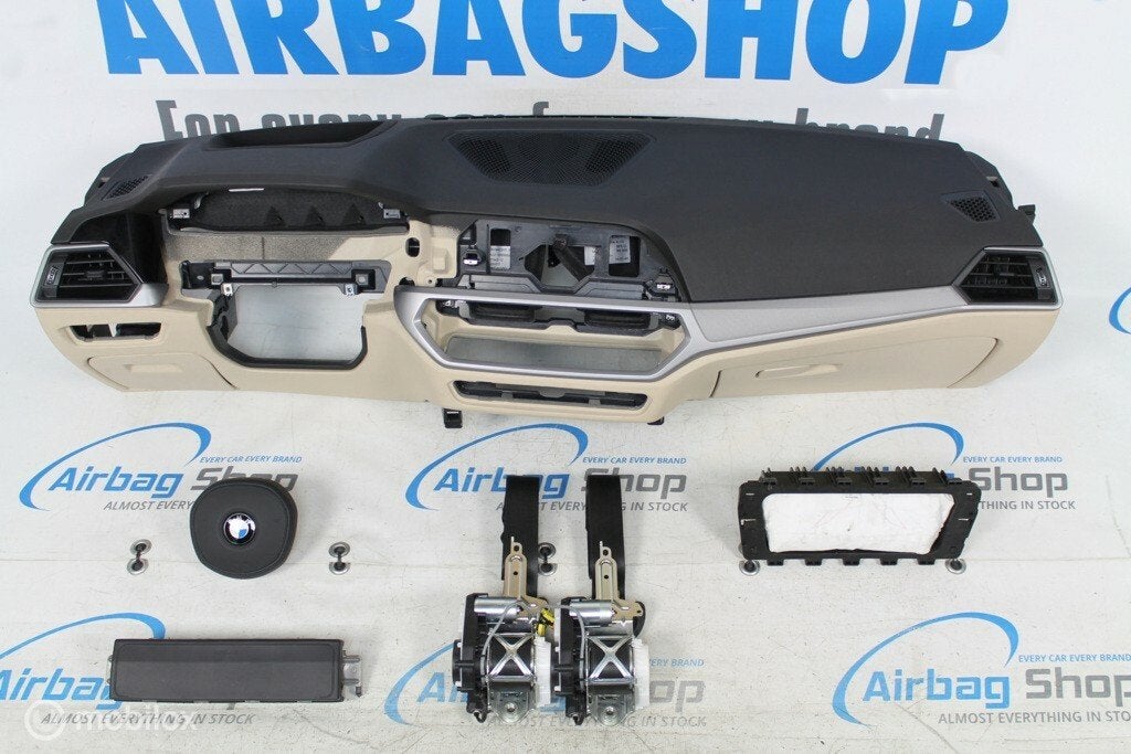 Airbag set Dashboard M zwart/beige BMW 3 serie G20 2019-...., Gebruikt, Ophalen of Verzenden