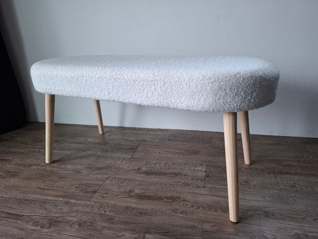 Nieuw teddy bank houten poten 96x40x45cm wit, Ophalen, Nieuw, Rechthoekig, 125 cm of meer
