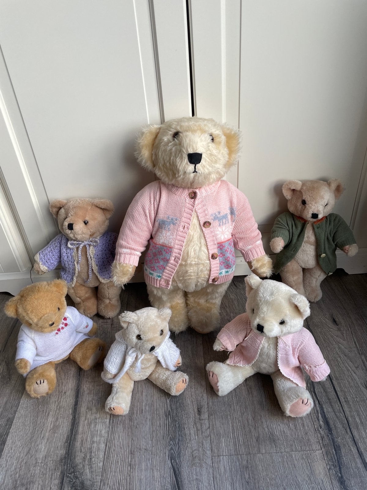 6 Vintage beren met schijf scharnieren, Ophalen, Zo goed als nieuw, Stoffen beer, Overige merken
