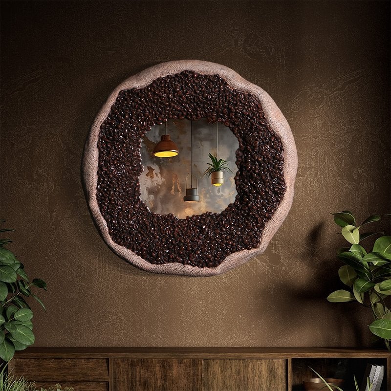 Coffee Bean Mirror – Koffie spiegel Diameter 76 cm, Ophalen, HorecaBeelden, Nieuw, Minder dan 100 cm