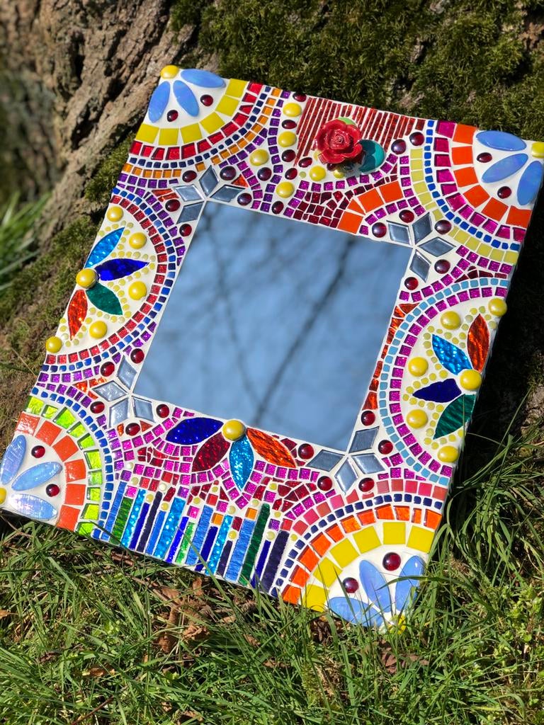 Handgemaakte Mozaïek Spiegel - Kleurrijke Feelgood Kunst, Meerkleurig, Overige materialen, Boho, Nieuw