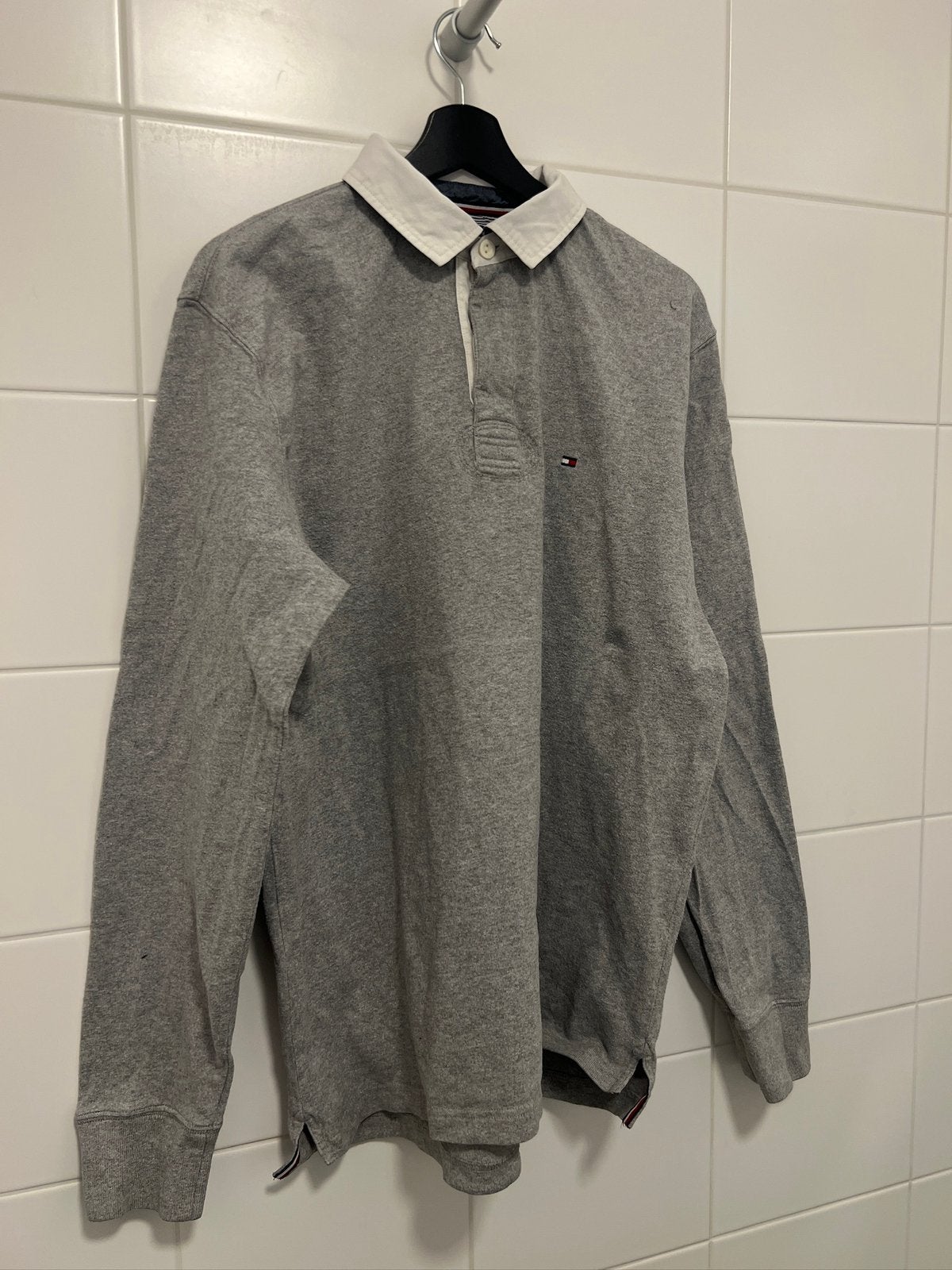 Tommy Hilfiger Polo Lange Mouw | Maat XL, Ophalen of Verzenden, Zo goed als nieuw, Maat 56/58 (XL), Grijs