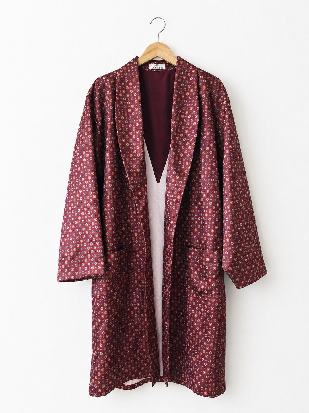 Vintage Gabetti Kimono Jas - Bordeauxrood met Patroon, Ophalen of Verzenden, Zo goed als nieuw