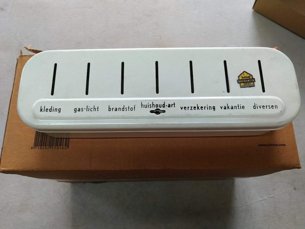 spaarpot spaarblik emaille voor Huishoudelijke uitgave, Antiek en Kunst, Ophalen of Verzenden