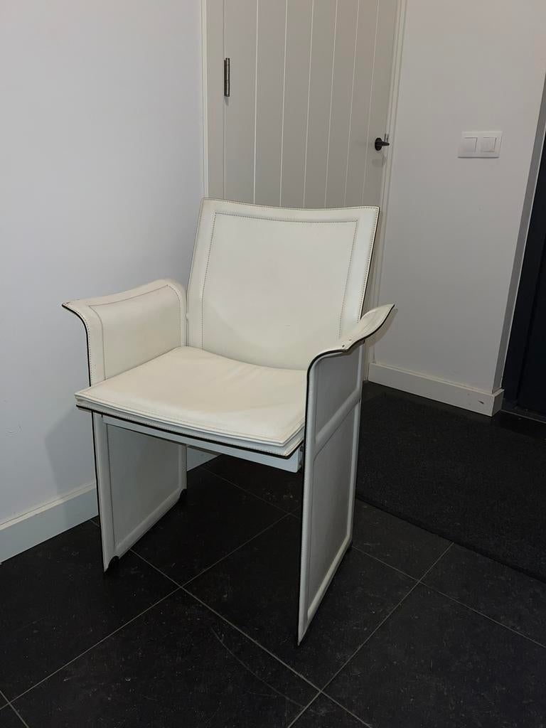 Leren stoelen Matteo Grassi, Huis en Inrichting, Stoelen, Ophalen, Gebruikt, Wit